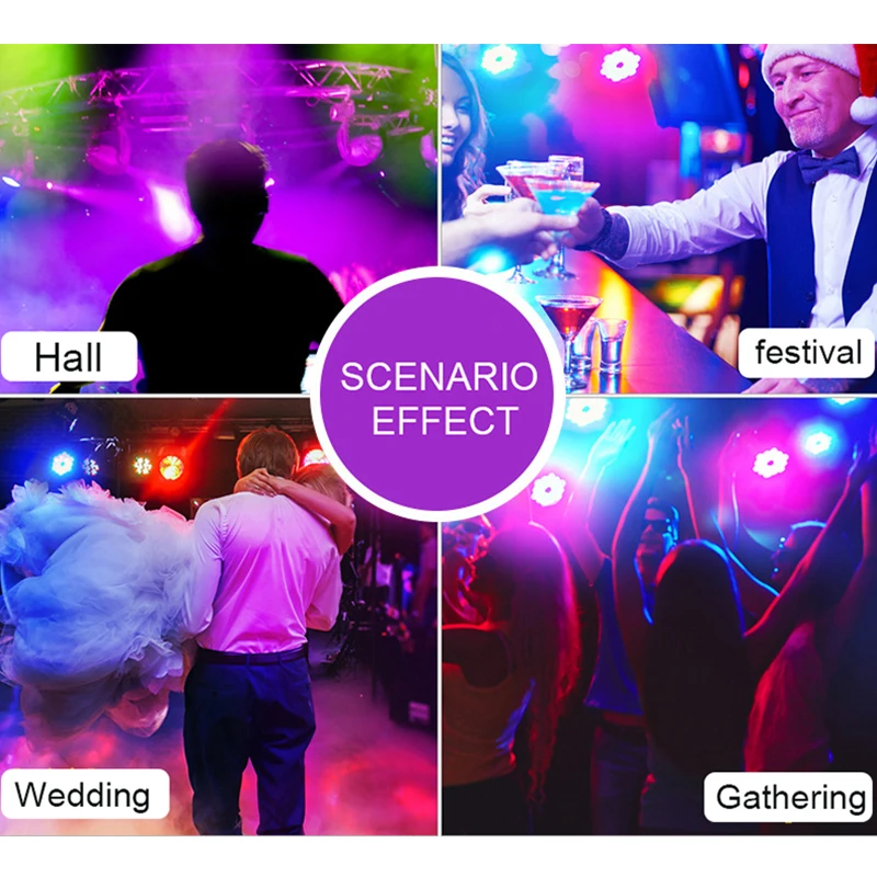 New RGB LED Stage Light For Lighting Multi-Effects RGB+UV Strobe Lights Par By Remote DMX Control Wedding Party | Освещение