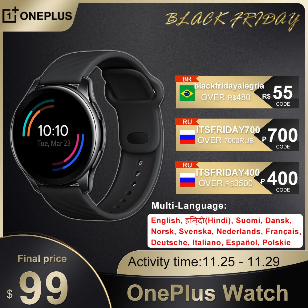  Оригинальные Смарт-часы OnePlus Watch 4 Гб, до 14 дней, 1,39 дюйма, AMOLED, GPS, OnePlus 9 9Pro 