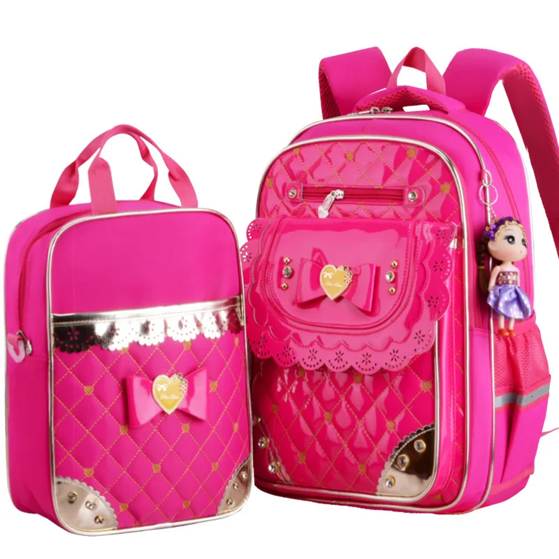 children Waterproof  school bags girls pu Schoolbag Primary school backpacks kids Orthopedic princess school backpack set
