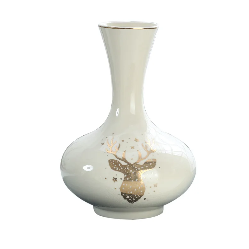 

Creative ceramic vase fashion cracked porcelain gold elk vase ceramic crafts
