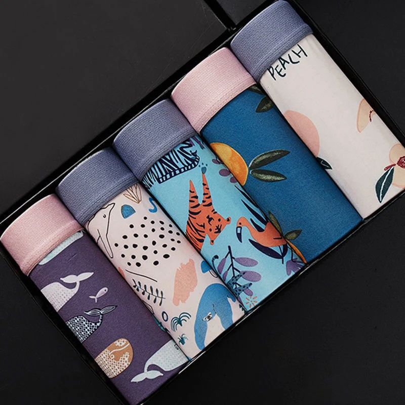 

5pcs Man Boxer Underpants Men's Panties Fashion Ice Silk Underwear Sexy Boxer Briefs Couple Suit Soft Large Size Shorts