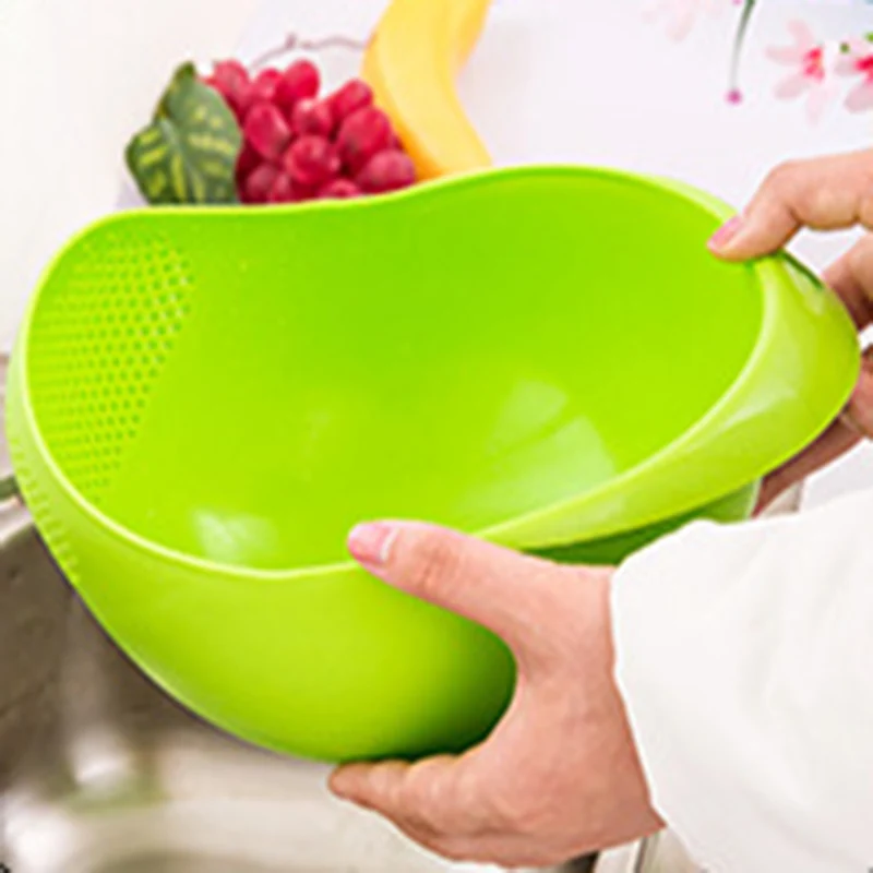 Large green Кухонные принадлежности пластиковый рисовый экран фильтр очистки фруктов и овощей дренаж удобный экологический защита долговечность - Цвет: Large green