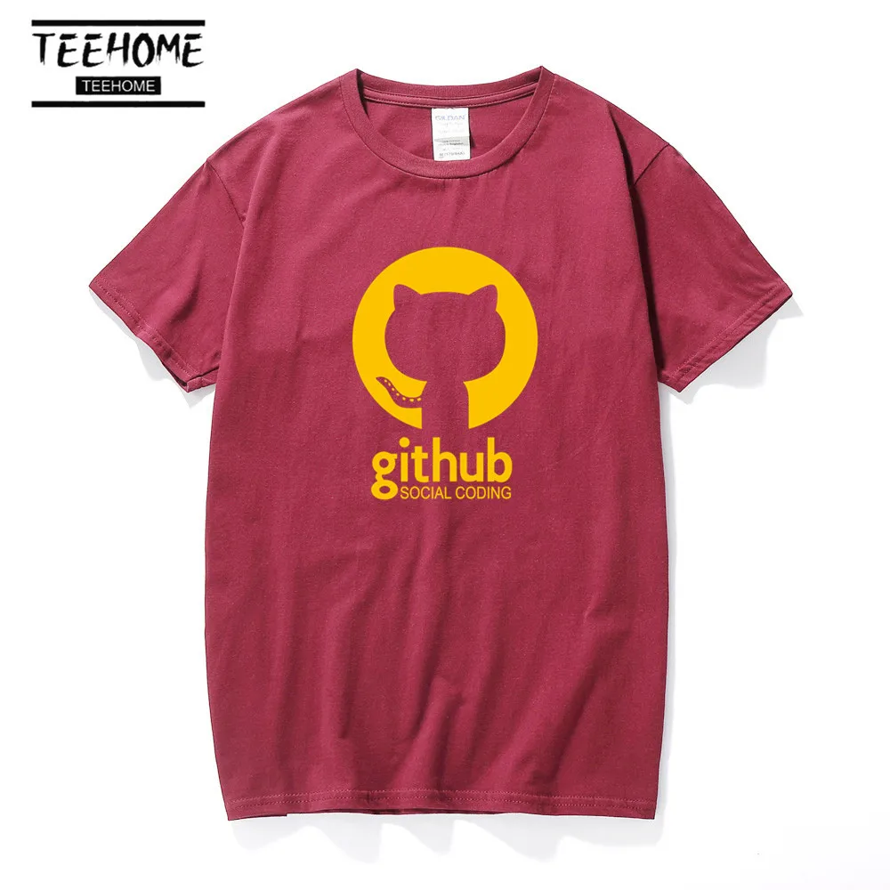 Мужская футболка с забавным принтом gitub Cat летние мягкие хлопковые футболки