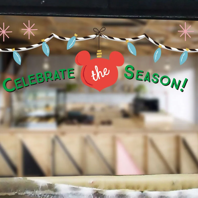 

Celebrate The Season Festival Stickers Cartoon Mickey Mouse Lovely Room Decor Stickers Decoration Self-adhesive Home Decoration