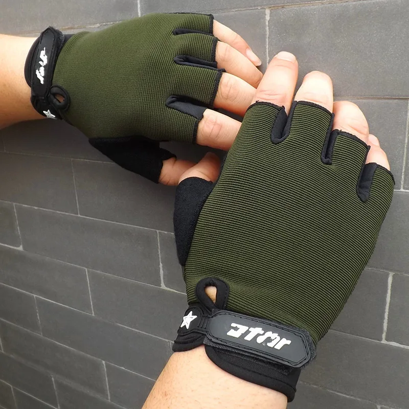 

High Quality Men Outdoor Hiking Riding Tactical Half-Finger Gloves Anti-Slip Sun-Proof Breathable Sports Fitness Gloves