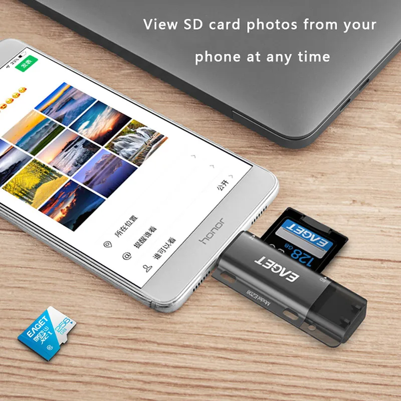 EAGET EZ08 кардридер USB 3 0 Type C для SD Micro TF адаптер ноутбуков Аксессуары OTG смарт память