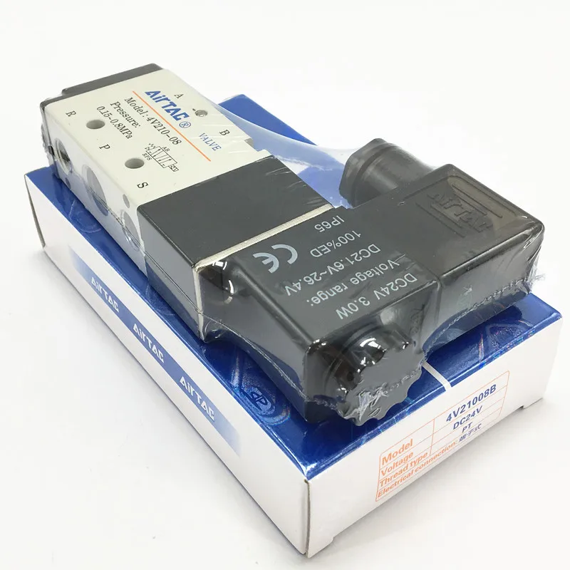 4V210-08 DC12V DC24V AC220V AC110V 1/" 5 способ 2 Позиции Airtac Электрический электромагнитный клапан 4V200 серии регулирующий клапан