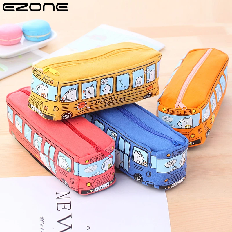 

EZONE Large Capacity Automobile Pencil Box Bag Creative Canvas Pen Bag Student School Stationery Supplies Pen Storage Bag