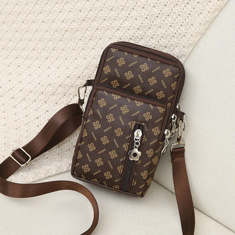

2021 Men's Crossbody Bag Oblique Cross Mini Mobile Phone Bag Fashion Freight Arm Bag PU Leather Multi-functional Messenger Bag