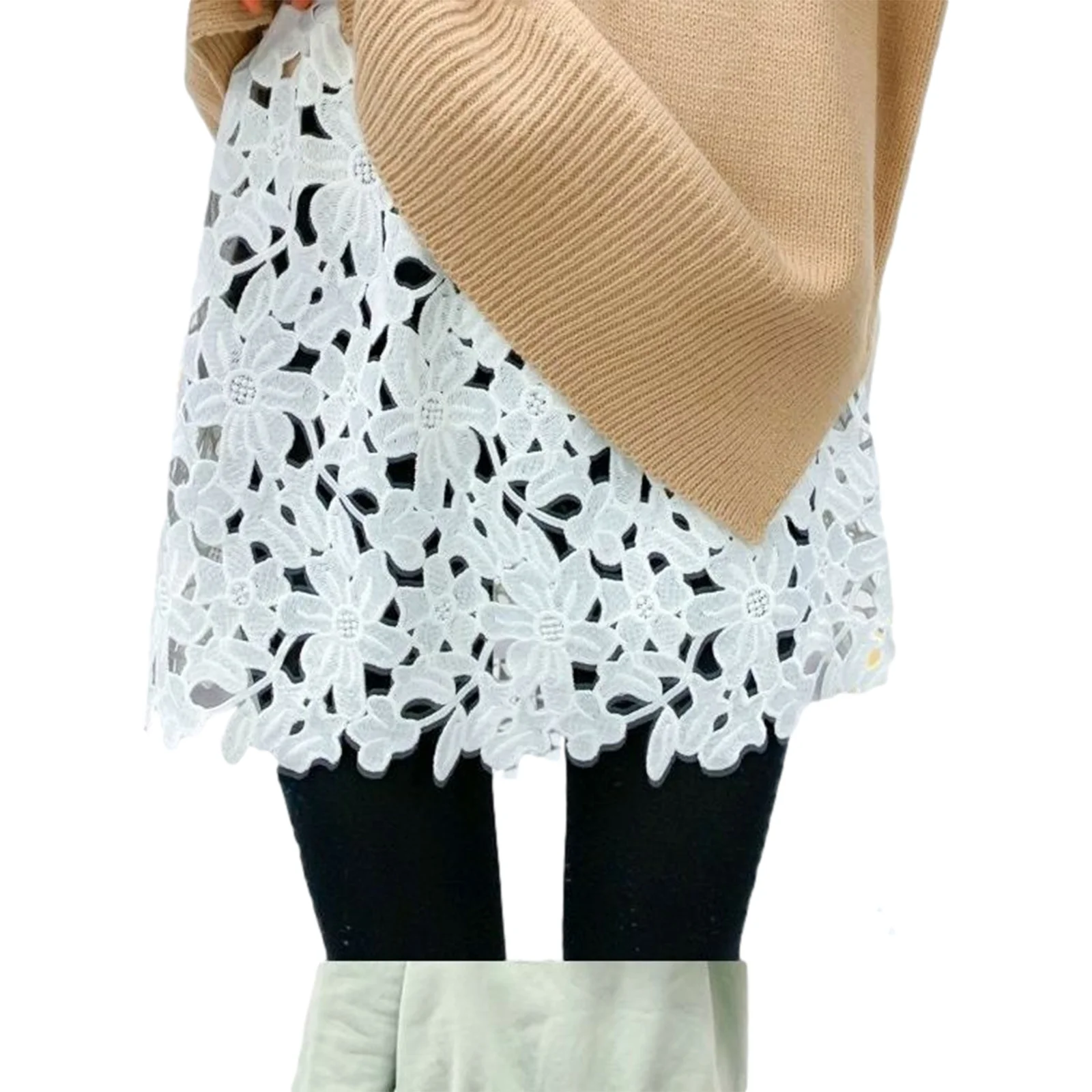 

Юбка-обманка женская с завышенной талией, Нижняя юбка с разрезом, средней длины, кружевная юбка в повседневном стиле