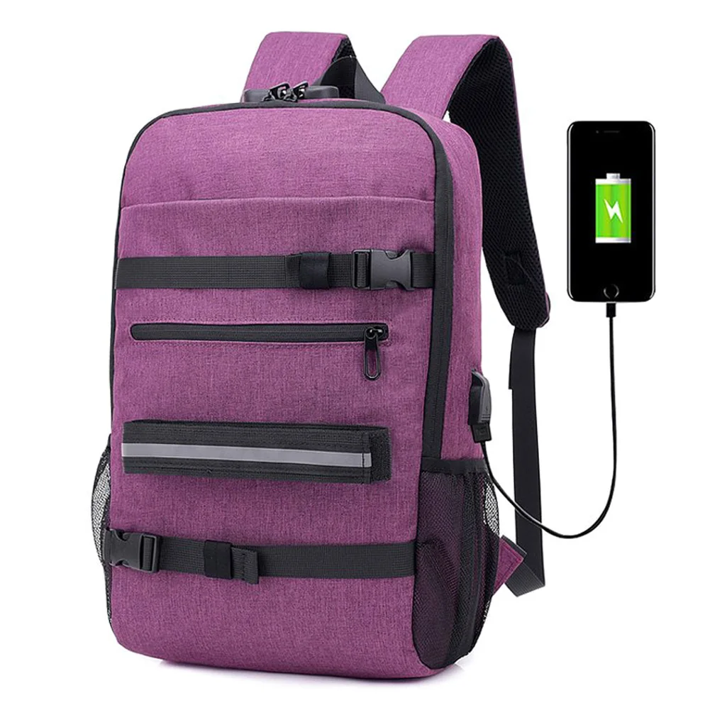 Women Men Backpack Bag USB Port Password Anti-theft Large Capacity for Laptop Travel HB88 | Outdoor Bags