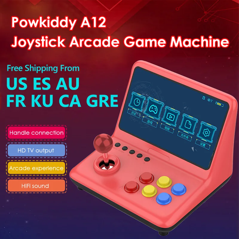 

POWKIDDY A12 9 Inch Arcade Joystick Console 32GB 2000 Stick Gaming Video Gamepad 1024*600 Resolution