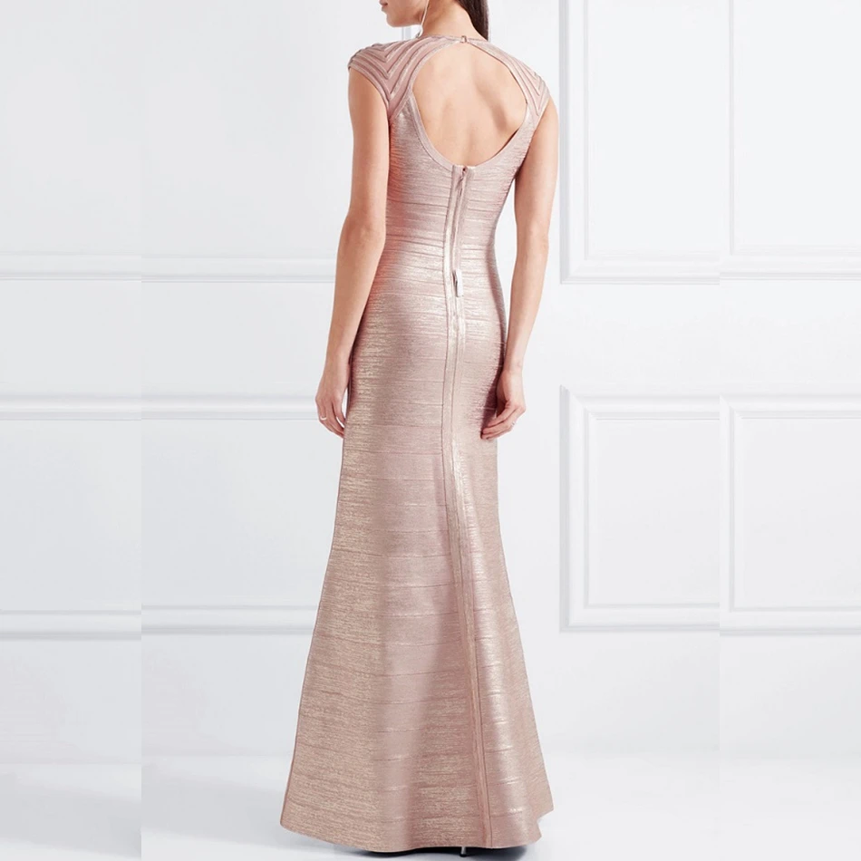 2019 New Fashion Mermaid Beige Black Long Bandage Dress Backless Celebrity Party Evening Gown ocassion Vestidos Gule Wholesale | Женская