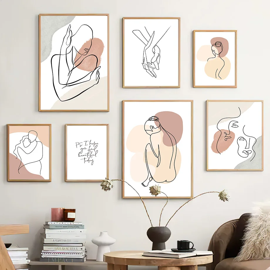 Настенная картина на холсте современный минималистический рисунок линия