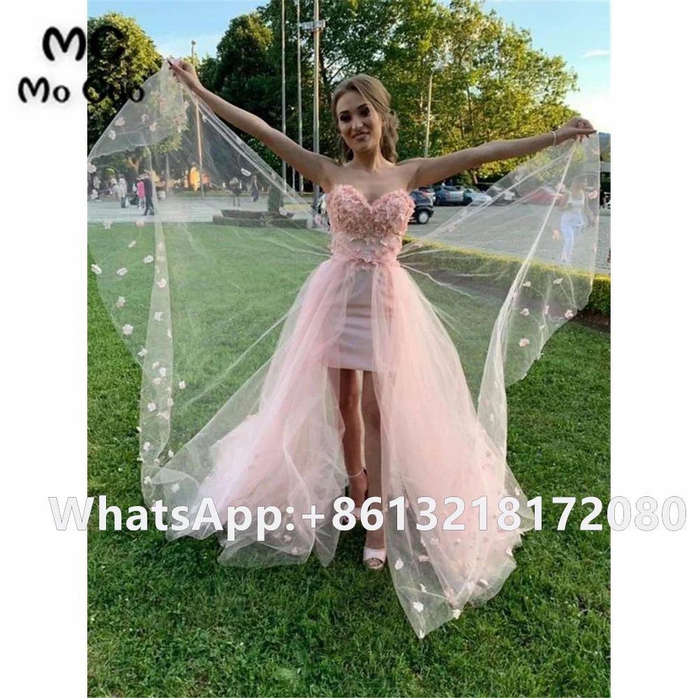 

2021 Puffy Evening Dresses Long Prom Gown Appliques Flowers Sweetheart Zipper Back Tulle Evening Party Dress for Women