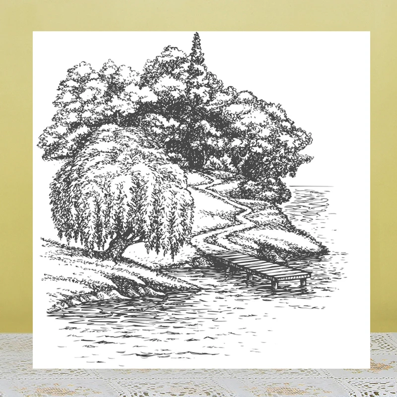 

AZSG Shore Tree Clear Stamps For DIY Scrapbooking Rubber Stamp/ Seal Paper Craft Clear Stamp Card Making