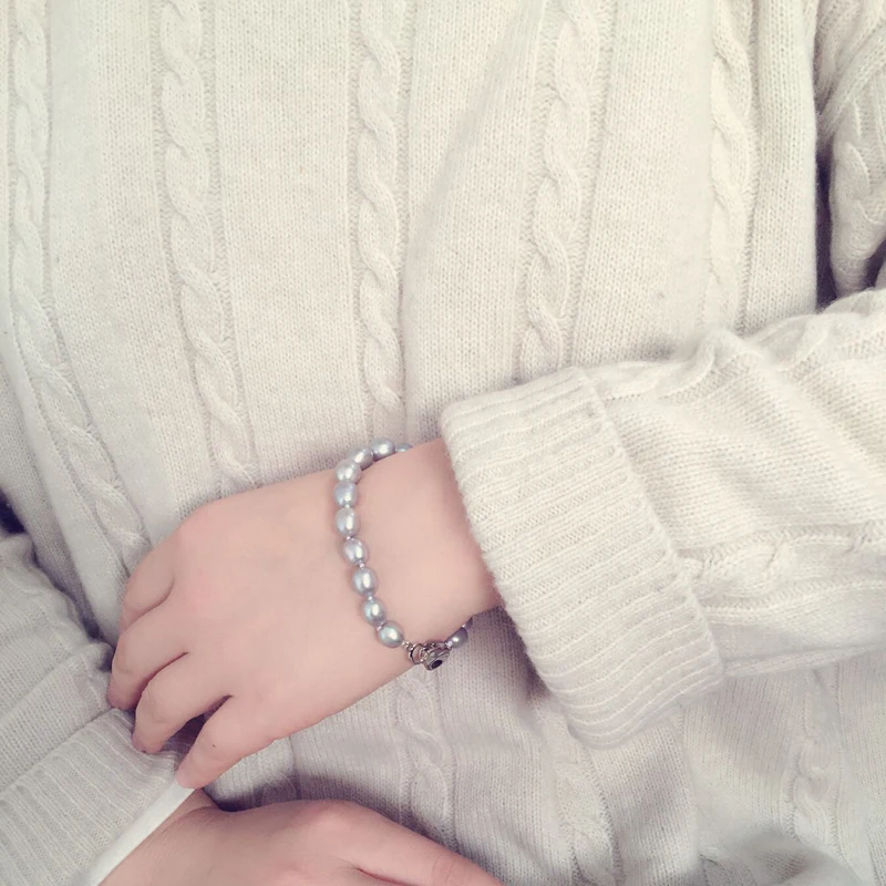 Красивый женский браслет из натурального жемчуга серебро 925 пробы подарок на