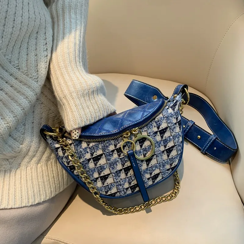 Blue Кожаные сумки через плечо с узором для женщин модные маленькие однотонные сумки через плечо женские сумки и кошельки сумки на пояс - Цвет: Blue
