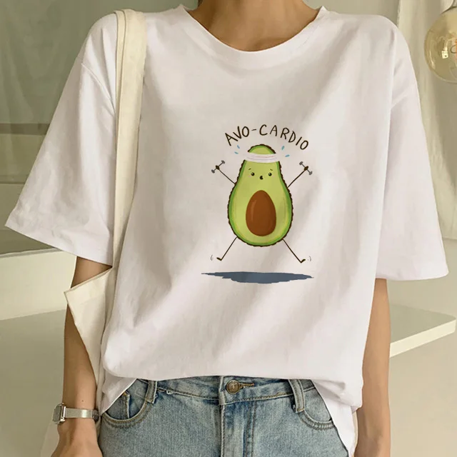 Ins/модный принт эстетическое девушка авокадо футболка Для женщин милые Omighty