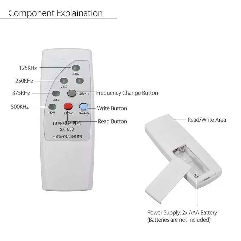RFID Access Control Card Duplicator 125/250/375/500Khz Reproducible Label Reader T5577 EM4305 Writer Handheld Key Copier |