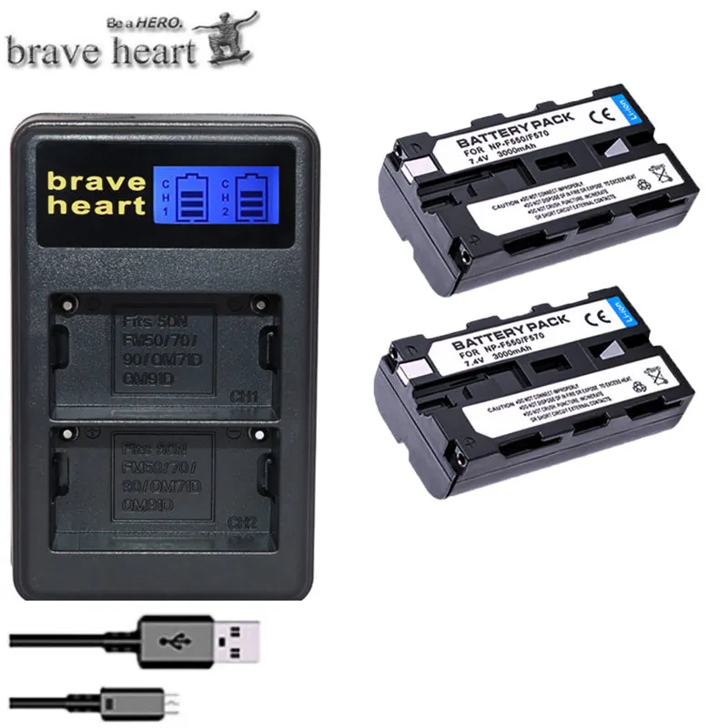 4 шт. NP-F550 NP F550 NP-F570 Камера Батарея+ ЖК-дисплей USB Зарядное устройство для sony NP-F330 NP-F530 NP-F570 NP-F730 NP-F750 CCD-TRV81 CCD-RV100 - Цвет: charger and 2battery