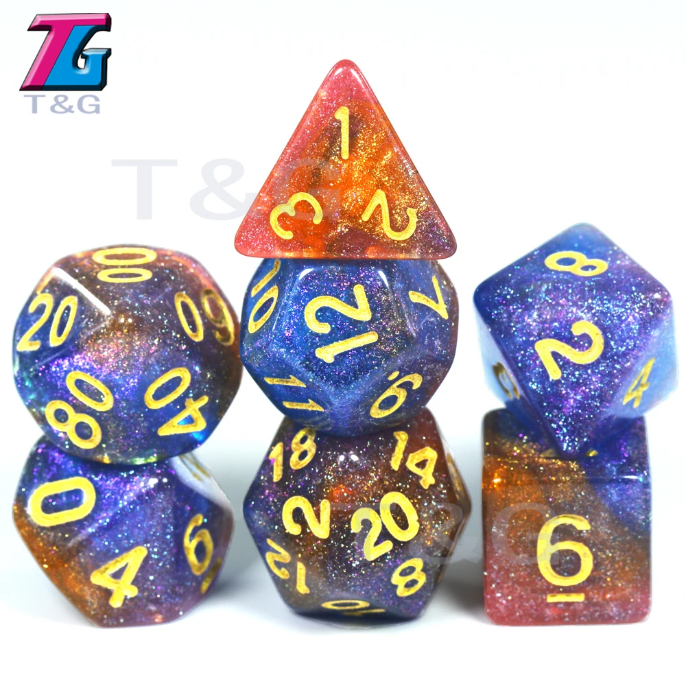 Портативная цветная Вселенная Галактика цифровые кости 7 шт./компл. D4 D20 с сумкой