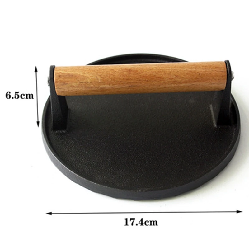 Круглый Большой инструмент для барбекю чугунная деревянная ручка тарелка стейка