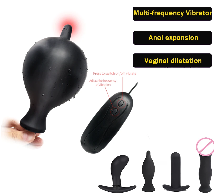 Надувной силиконовый большой анальный вибратор Анальный расширитель