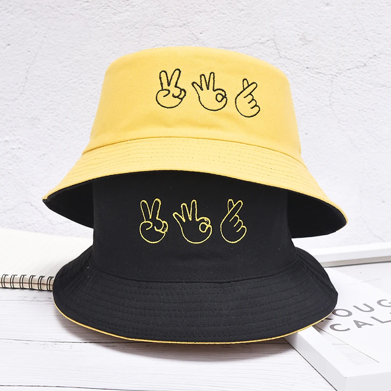 Unisex Summer Bucket Hat Double-side Fashion Cotton Reversible Bob Panama Sad Boys Fold Girls Sun  Hat Beach Fisherman Hat