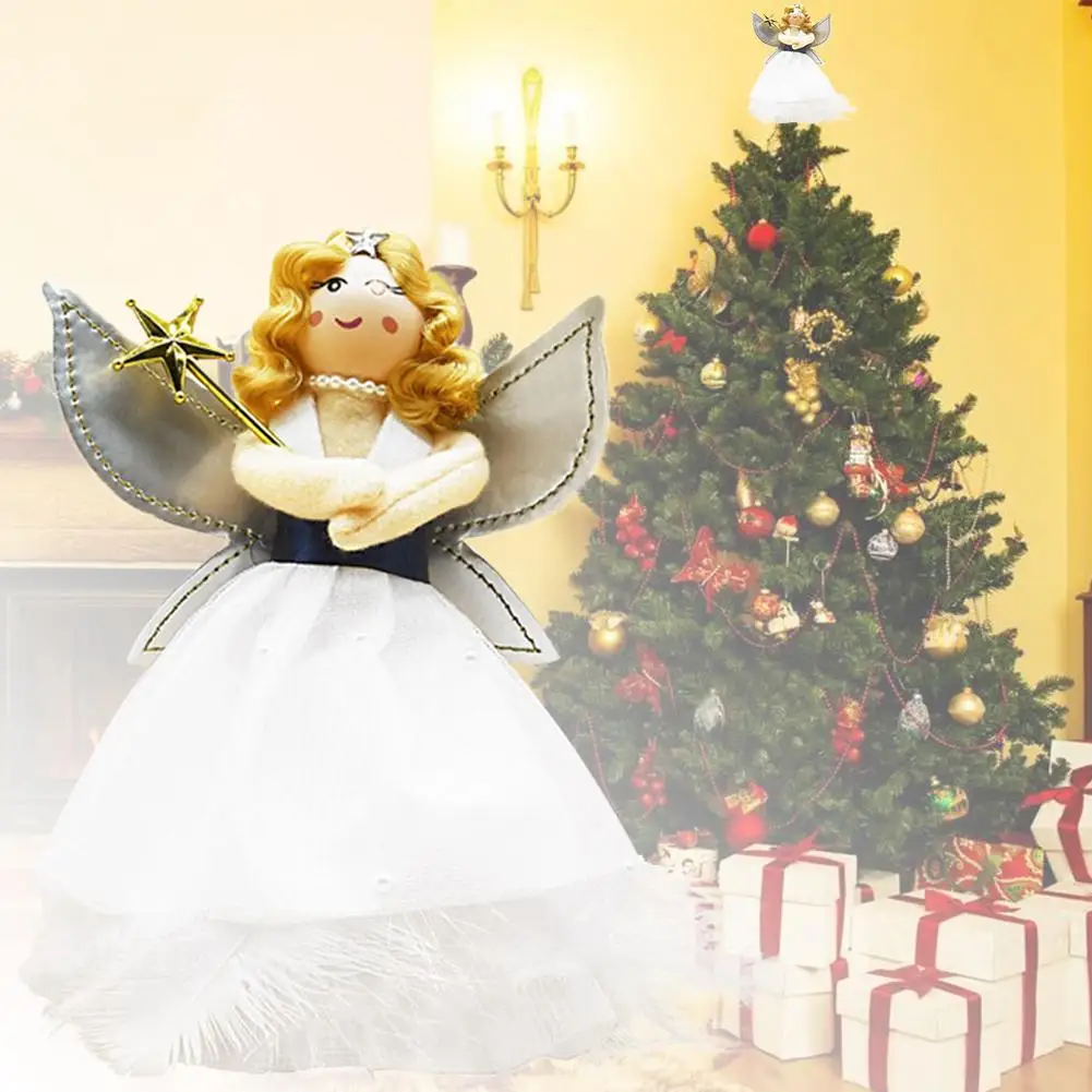 Рождественская елка ангел с серебряными крыльями XmasTree Treetop украшение мини