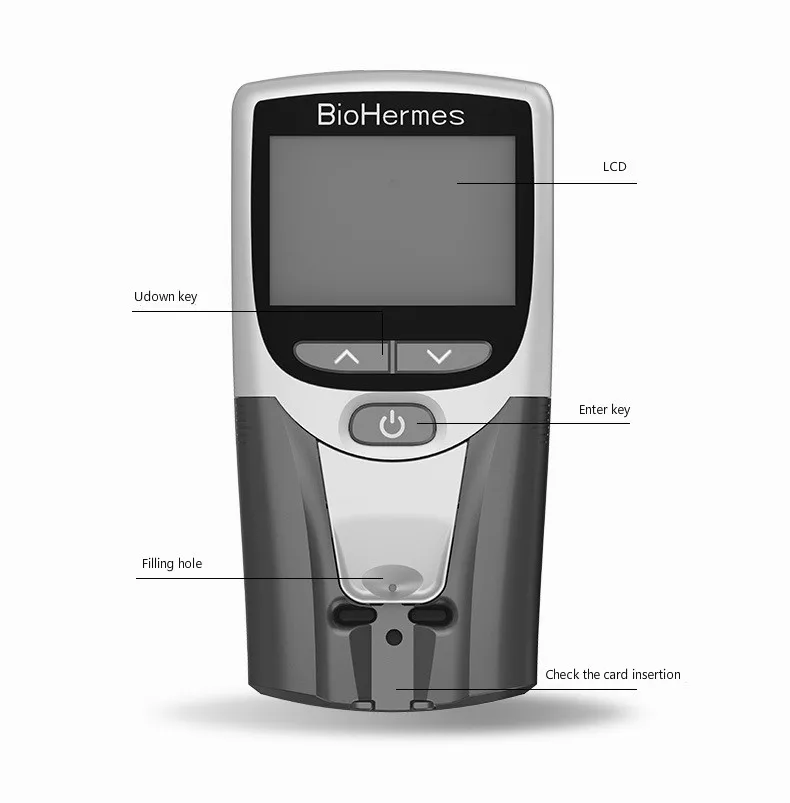 

BIOHERMES Rapit Test Pocket Portable Handle HbA1C Analyzer Meter Blood Group Testing Equipment glucose test strips sugar test