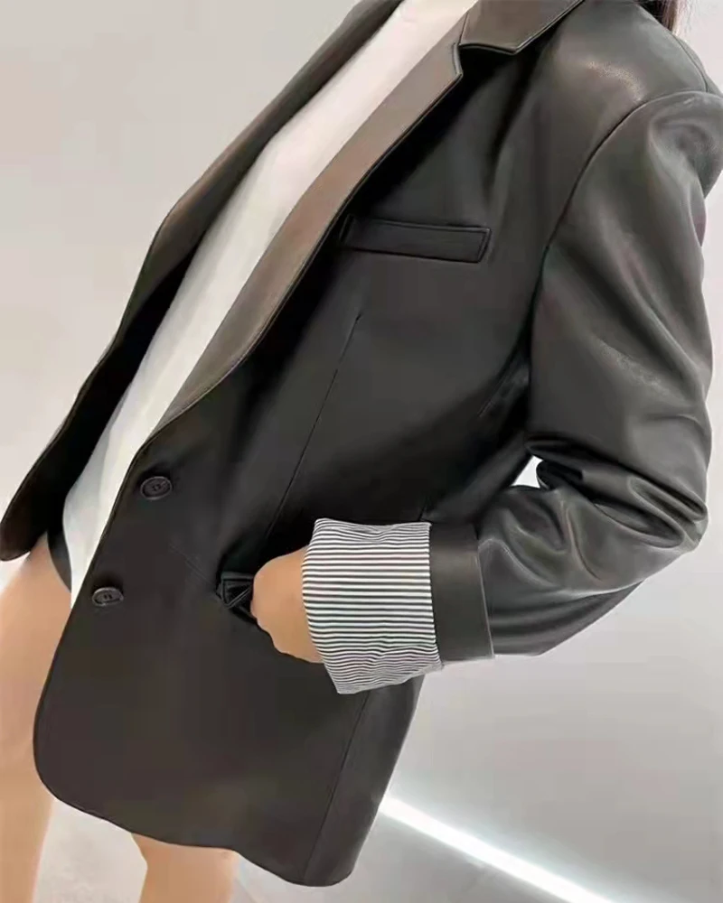 Женская куртка из натуральной овечьей кожи весеннее пальто стандартной длины