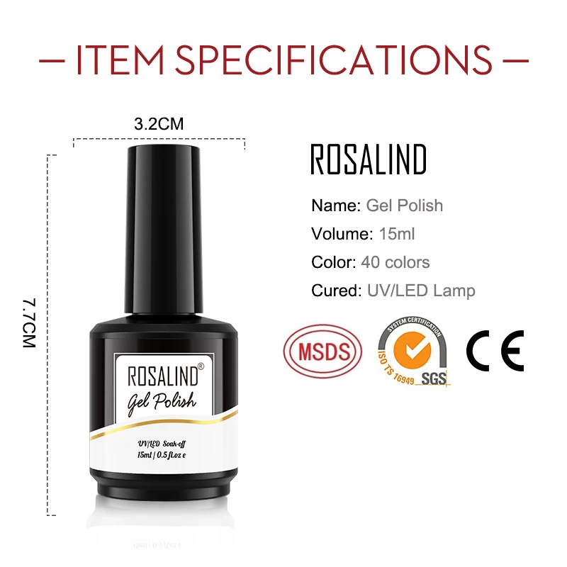 

ROSALIND Gel Nail Polish 2Pcs/Set For Manicure Nails Art UV Gel Need Base Top Coat Vernis Semi permanent Nail Polish 15ML