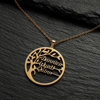 neulry wholesale dropshipping personalized family tree of life name necklace stainless steel gold letters customized jewelry