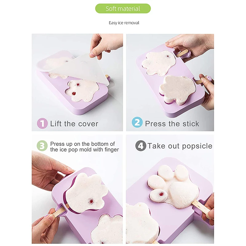 

Silicone Ice Cream Mold Reusable Popsicle Molds DIY Homemade Cartoon Shape Ice Cream Mould Popsicle Barrel Maker Mould