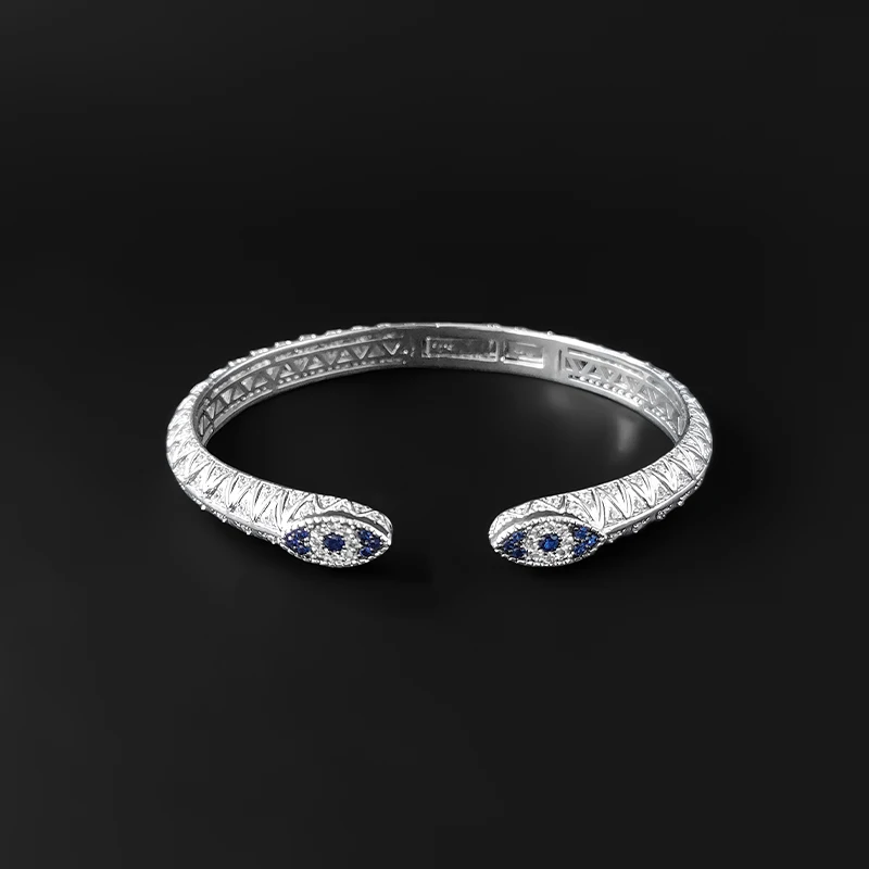 

S925 Sterling Silver Devil Eye Open Bracelet Personality European And American Fashion Luxury Brand Monaco Jewelry