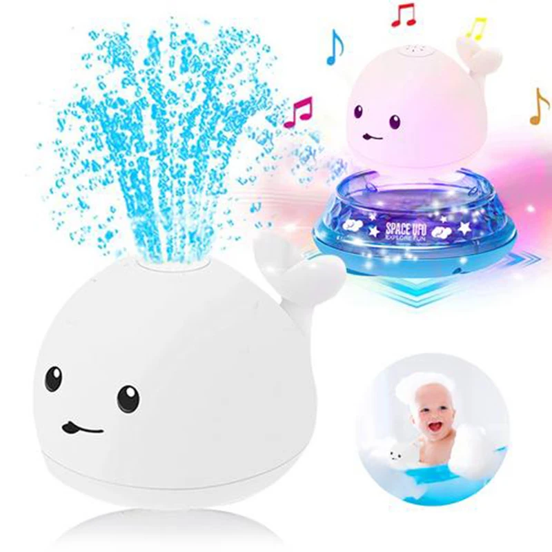 

Newborn Baby Electric Induction Water Spray Ball Toys Cartoon Whale Water Spray Toy Baby Bathroom Pool Playing Water Bath Toys