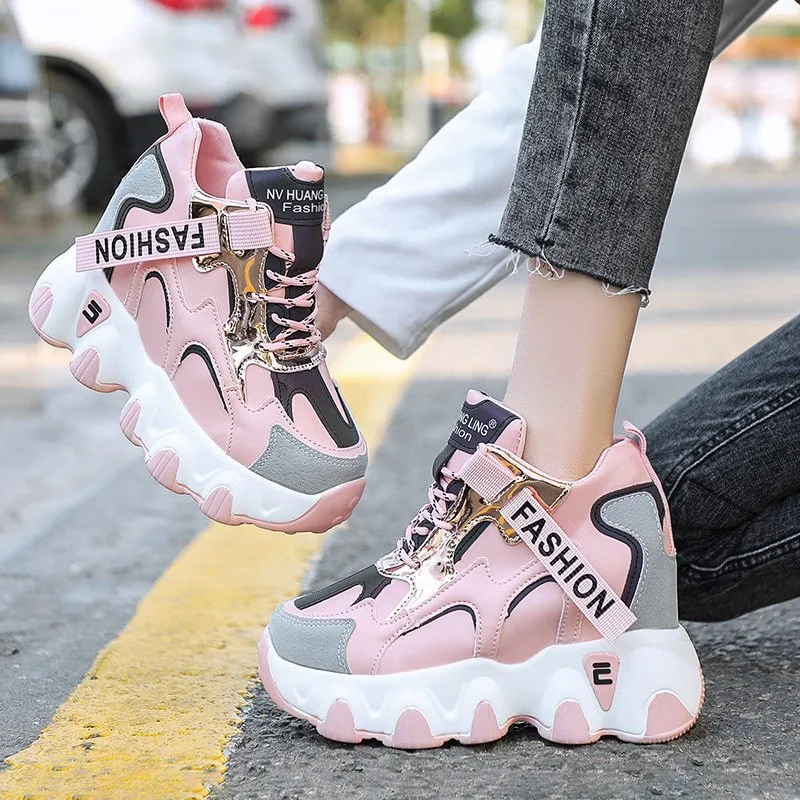 

Женские кроссовки на танкетке, повседневные дышащие кроссовки на массивной подошве, 2021