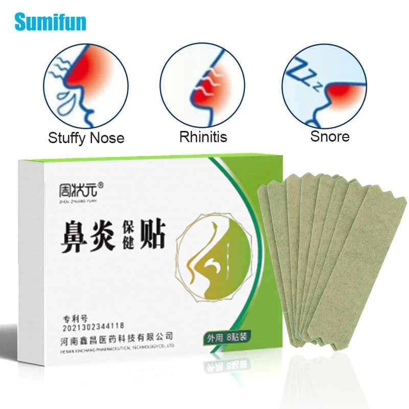 

8Pcs/box Treat Rhinitis Patch Breath Nasal Strips Stuffy Itchy Runny Nose Sneeze Relief Sticker Medicine Herbs Plaster for Adult
