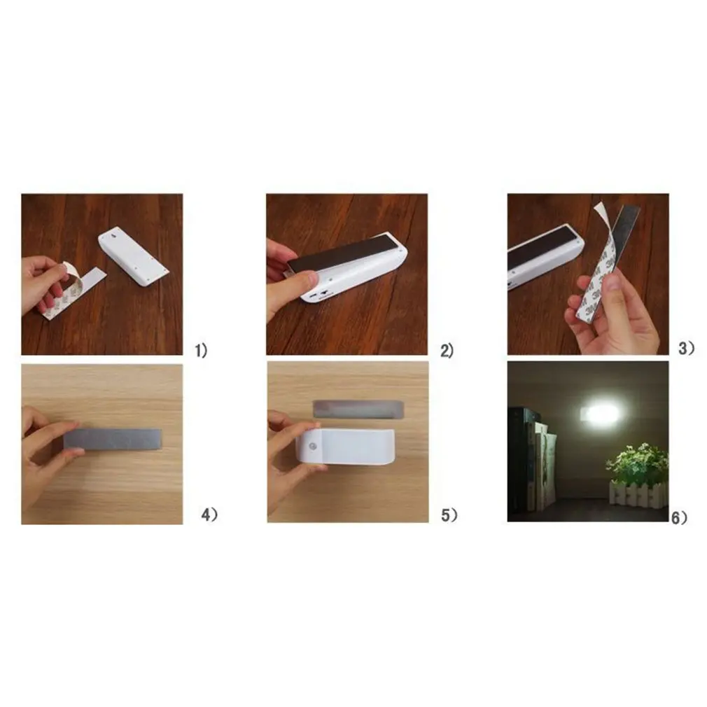 

1 Pcs PIR Motion Sensor Light USB Rechargeable LED Cupboard Night Light Removable Magnetic Strip Stick-On Wardrobe Cabinet Lamps