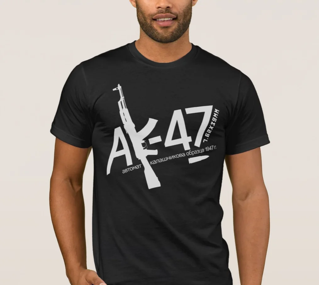 Camiseta con estampado de letras, diseño creativo de AK-47 DE LA UNIÓN soviético Camiseta de manga corta de algodón para hombre, camisa con cuello redondo, de verano, nueva S-3XL