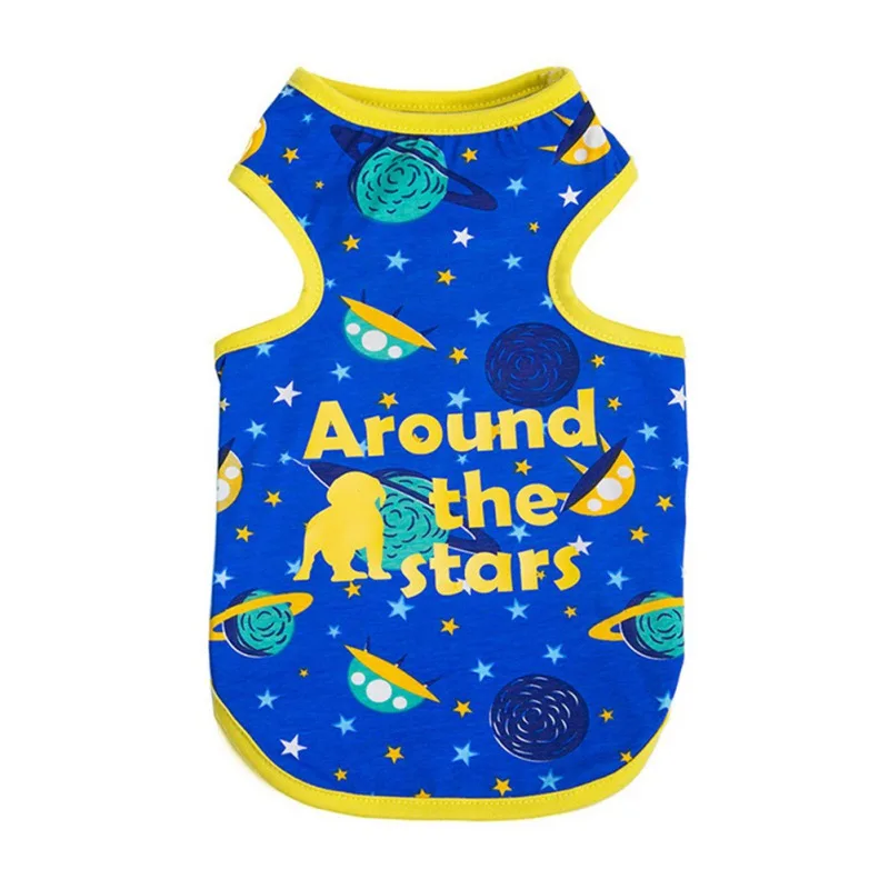 

Breathable Dog Clothes Vest Cartoon Pet Clothing for Small Dogs Spaceship Spring Summer Star Planet Ropa Para Perro V