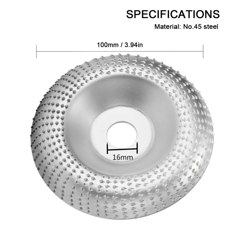 

100mm Wood Angle Grinding Wheel Sanding Carving Rotary Tool Abrasive Disc for Angle Grinder 16mm Bore