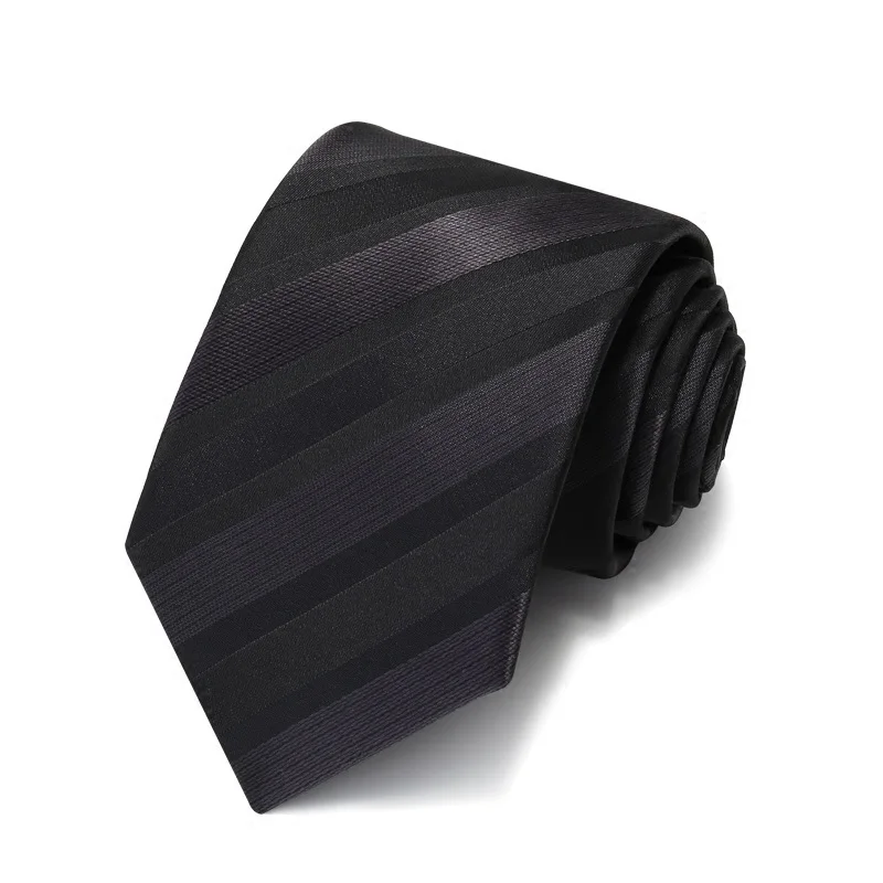 

2020 Brand New Fashion High Quality Men 7CM Black Striped Necktie Casual Business Formal Suit Neck Tie for Men with Gift Box
