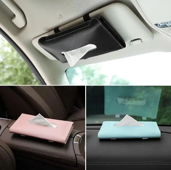 

Car Sun Visor Tissue Box Armrest Seat Back PU Leather Tissue Box Napkin Holder Tissue Holder Car Seat Box Auto Accessories