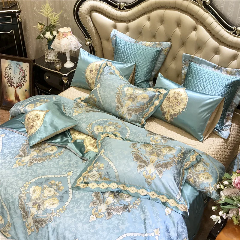 

Oriental Embroidered Duvet Cover set Luxury Egyptian Cotton Satin Wedding Bedding sets Queen King size Duvet cover Bed spread