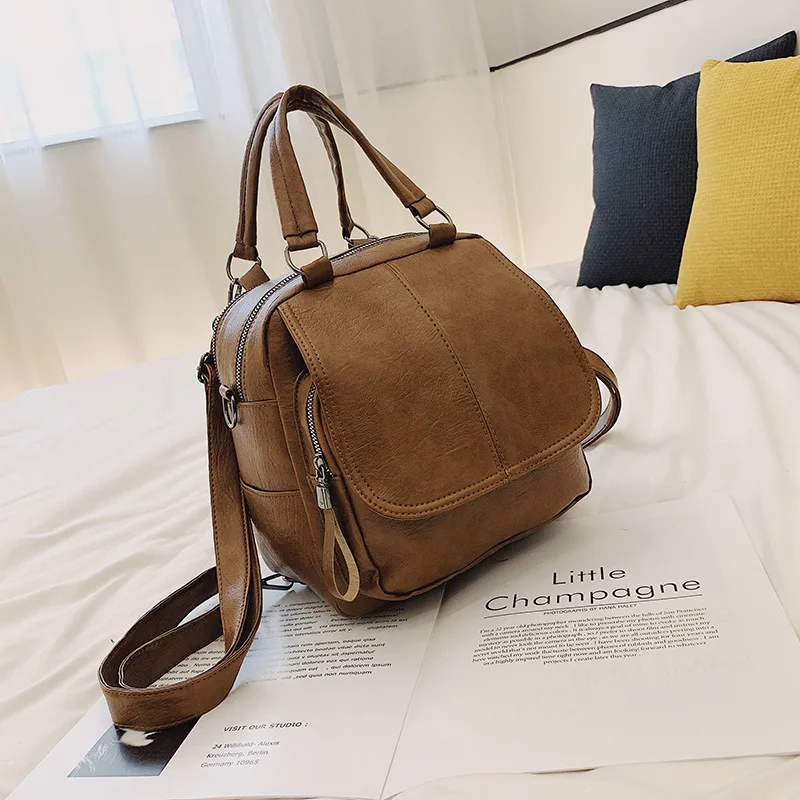 Женский рюкзак корейский стиль мягкая кожа Ретро для колледжа отдыха