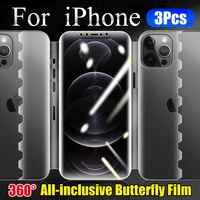 3 in 1 13pro butterfly hydrogel film for iphone 12 pro xs max screen protector 11promax x xr soft front back camera all coverage