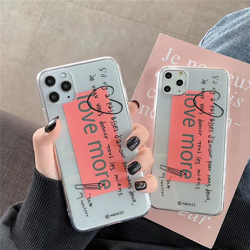 Милый простой чехол с буквами для телефона iphone 11 Pro max iPhone X XR XS Max 7 8 6 6s plus задняя
