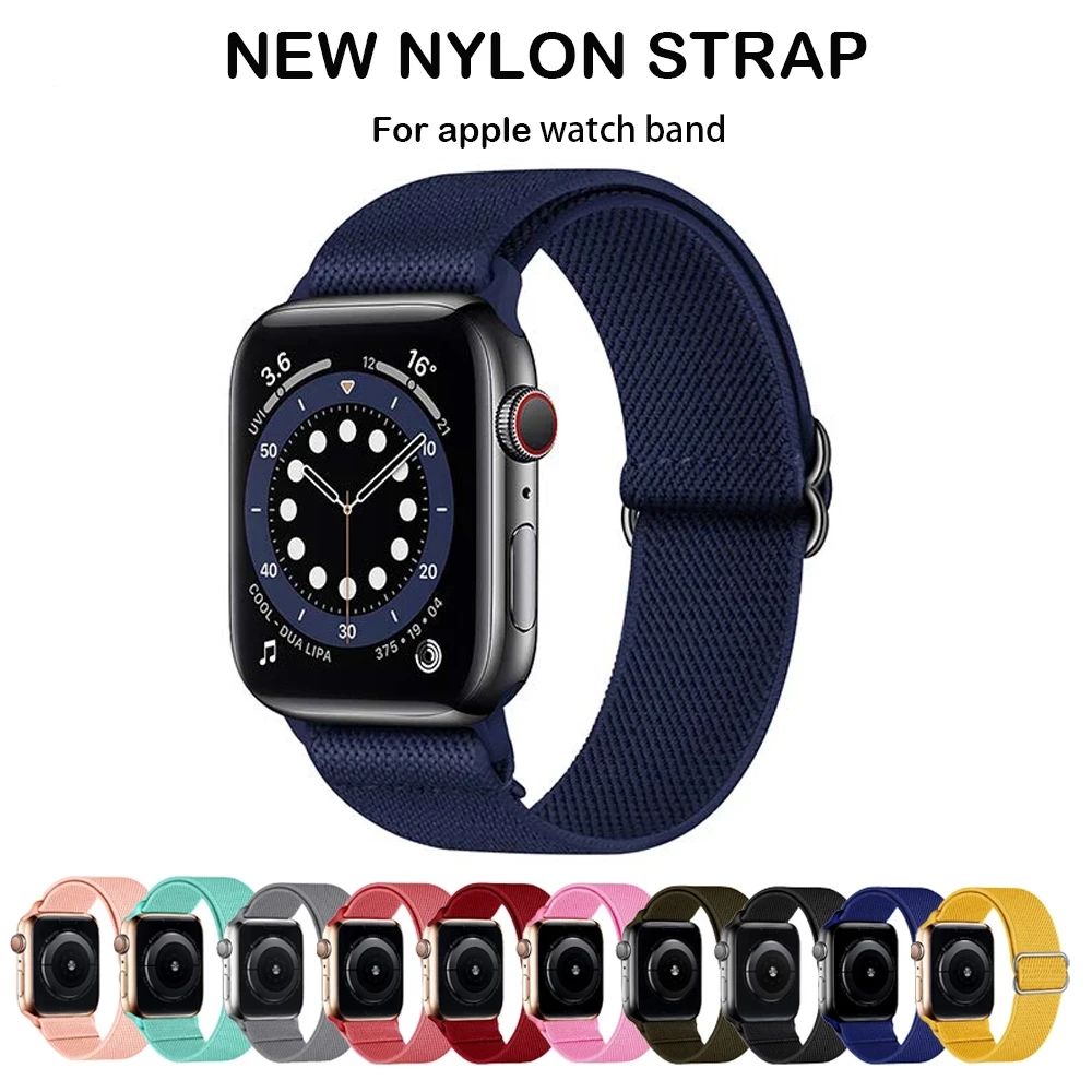 

Nylon Strap for Apple Watch Band Accessories 45mm 44mm 42mm 41mm 40mm 38mm Adjustable Elastic Bracelet For IWatch 7/6/SE/5/4/3/2